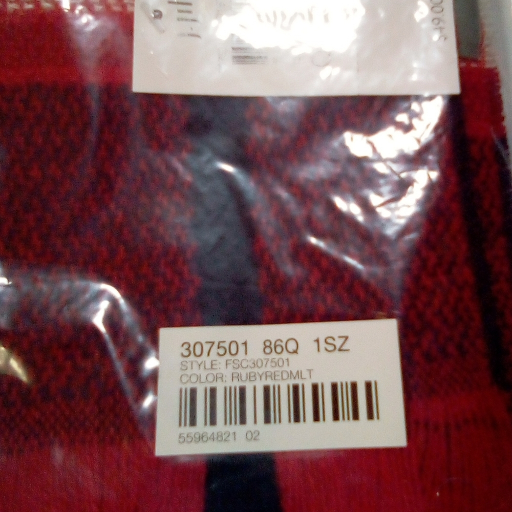 J.Jill Ruby Red Multi Exploded Oversized Plaid Sc… - image 3